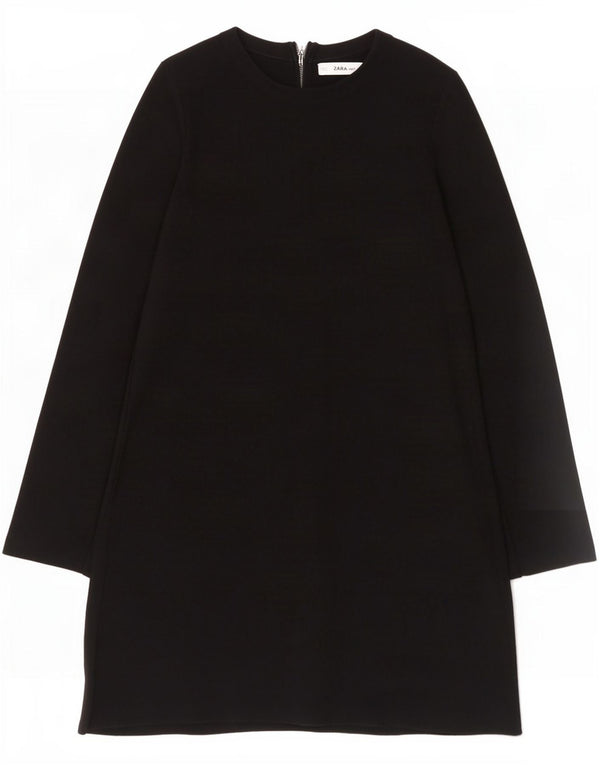Zara Womens Long Sleeve Shift Dress UK 14 Medium Black Viscose