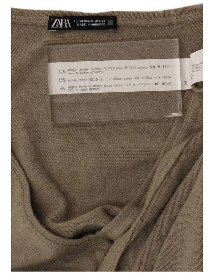 Zara Womens Oversized Top Long Sleeve UK 12 Medium Beige Polyester