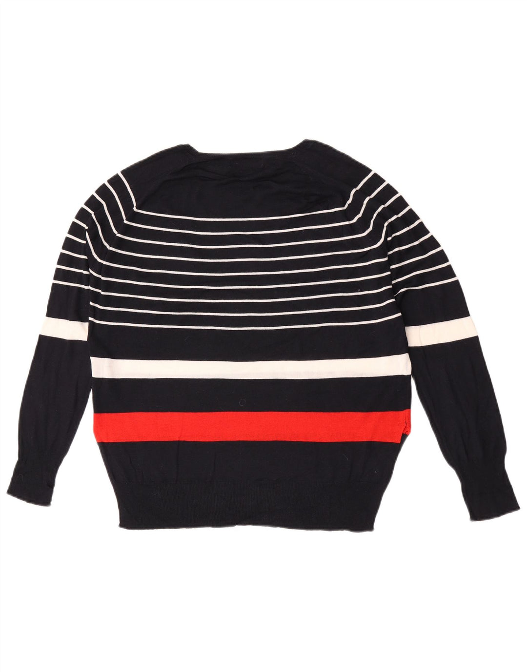 Zara Womens Crew Neck Jumper Sweater UK 14 Medium Navy Blue Striped