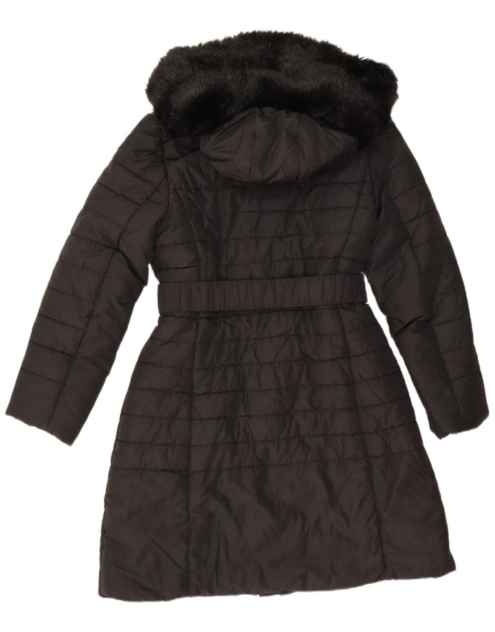 French Connection Womens Hooded Padded Coat UK 12 Medium Black Polyester