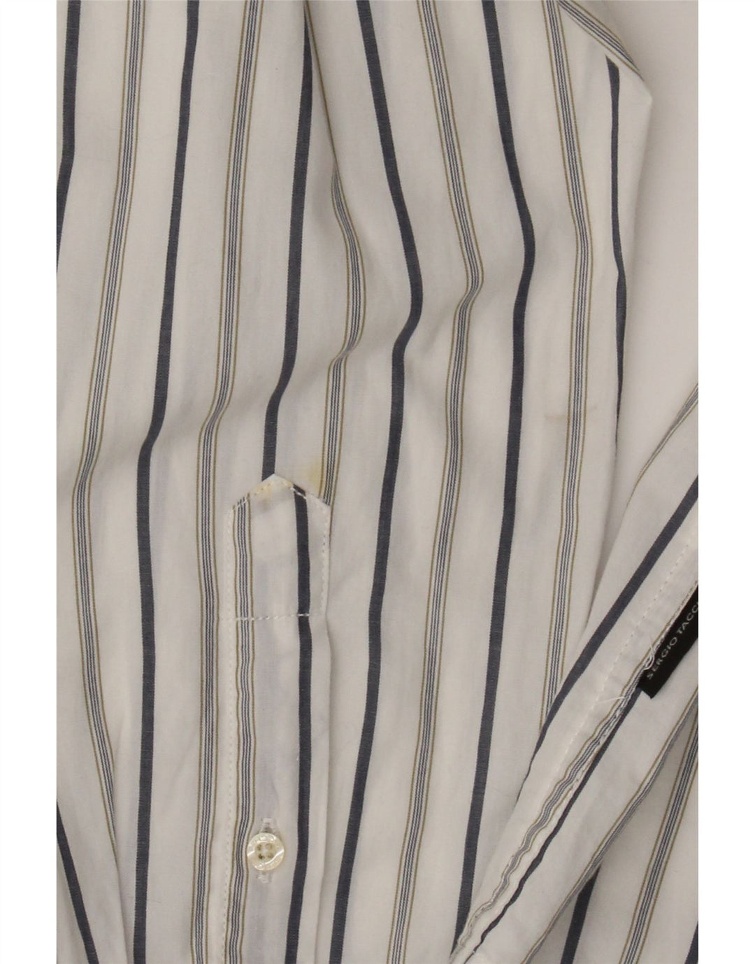 Sergio Tacchini Mens Shirt Large White Striped Cotton