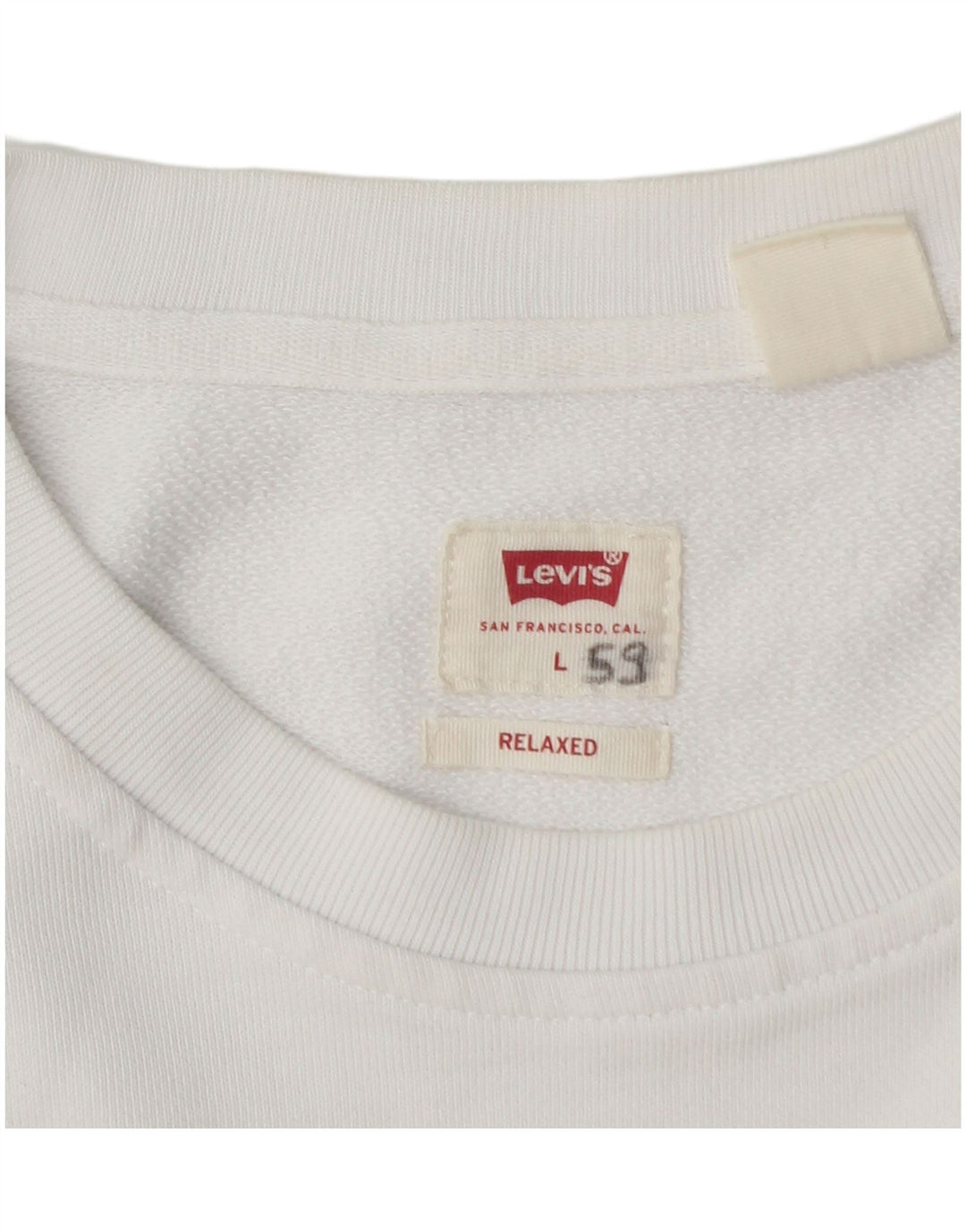 LEVI'S Mens Graphic Relaxed Fit Sweatshirt Jumper Large White Cotton