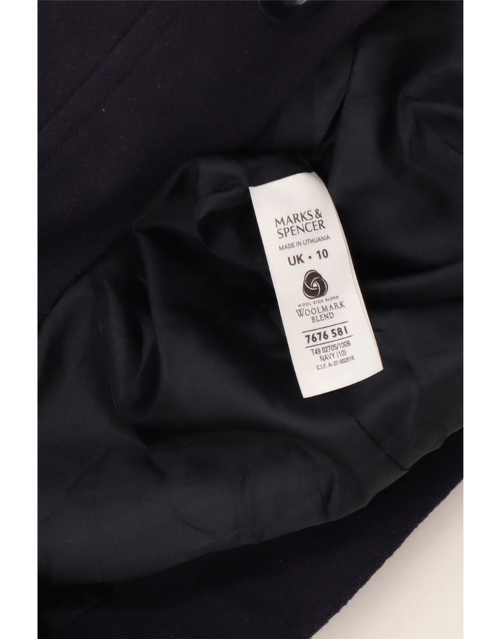 Marks & Spencer Womens Pea Coat UK 10 Small Navy Blue Wool
