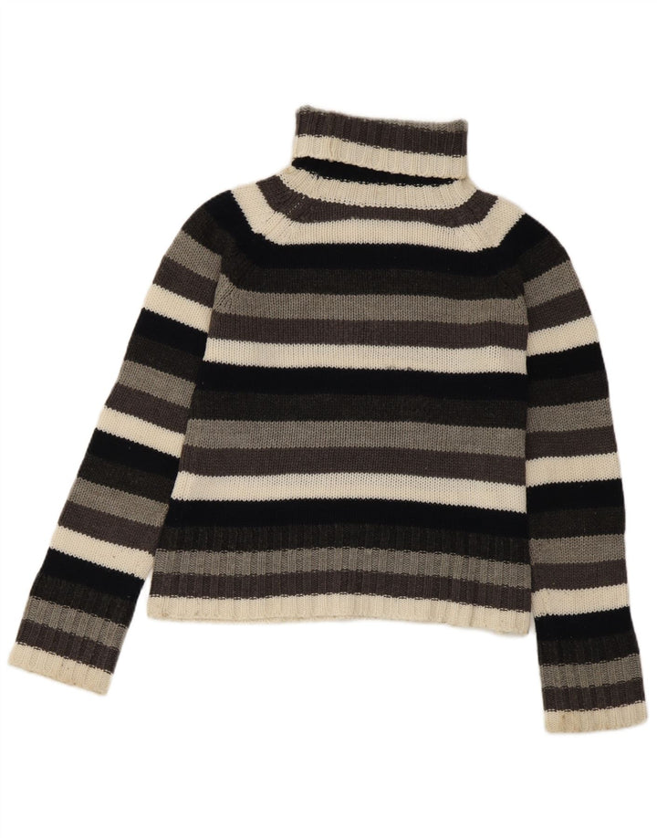 Zara Womens Crop Roll Neck Jumper Sweater UK 14 Large Multicoloured Striped