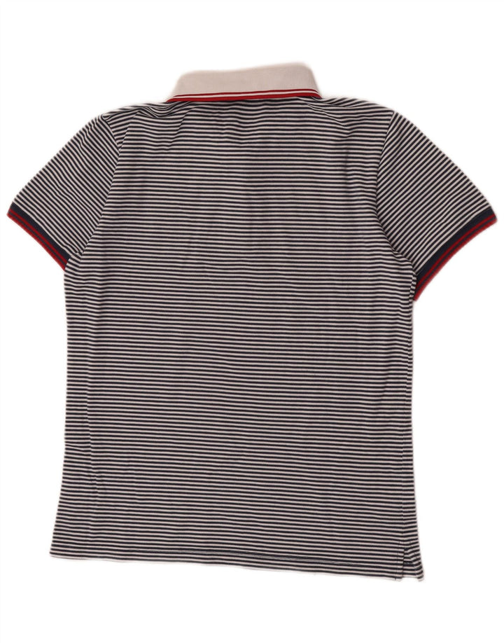 Fred Perry Mens Polo Shirt Small Navy Blue Pinstripe Cotton