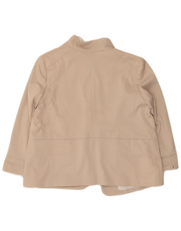 Wallis Womens 3/4 Sleeve Open Blazer Jacket UK 18 XL Beige Polyester