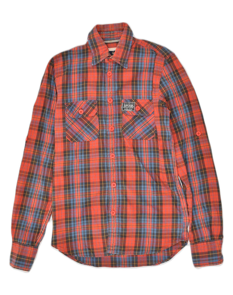 SUPERDRY Mens Flannel Shirt Small Red Check Cotton | Vintage Superdry | Thrift | Second-Hand Superdry | Used Clothing | Messina Hembry 