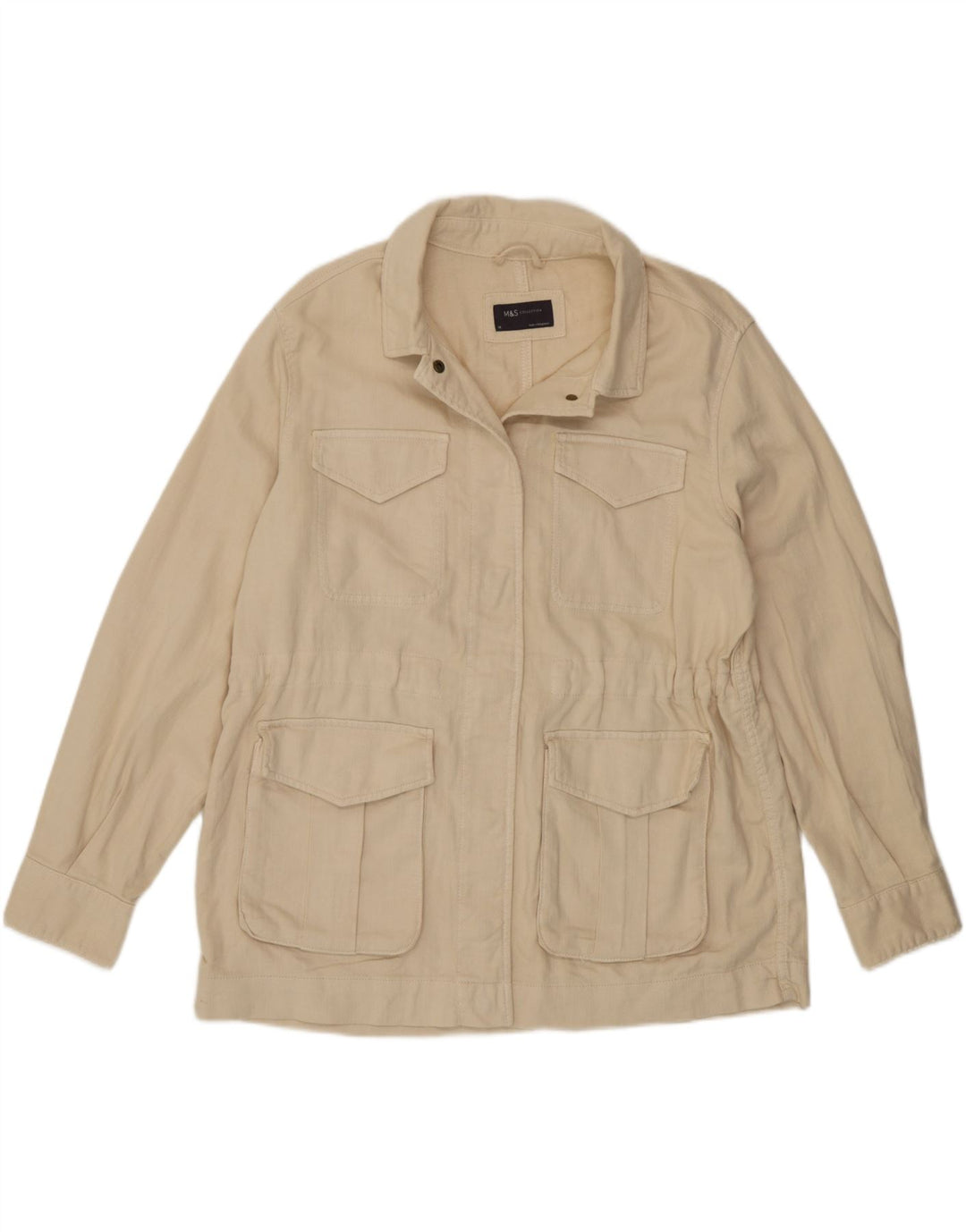 Marks & Spencer Womens Utility Jacket UK 14 Large Beige Cotton