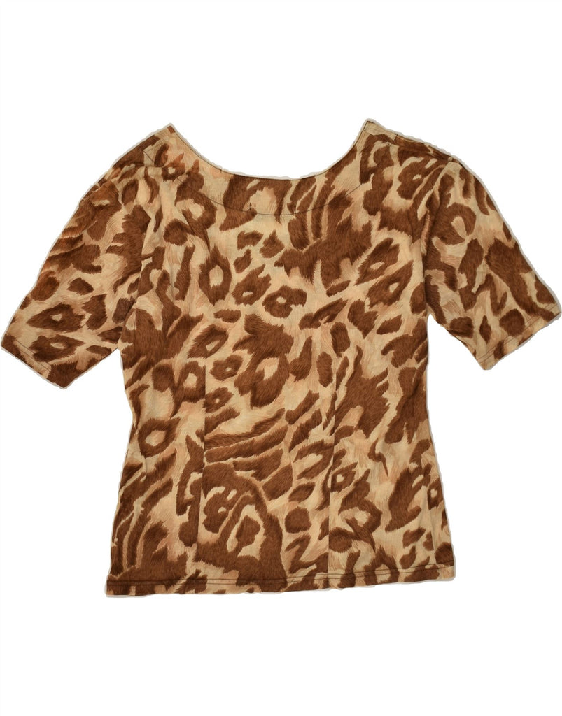 VINTAGE Womens Blouse Top UK 14 Large Brown Animal Print | Vintage Vintage | Thrift | Second-Hand Vintage | Used Clothing | Messina Hembry 