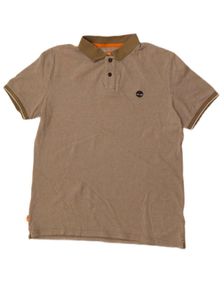 Timberland Mens Regular Fit Polo Shirt Medium Khaki Cotton