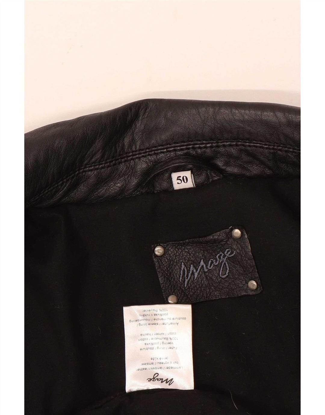 Maze Mens Leather Jacket IT 50 Large Black
