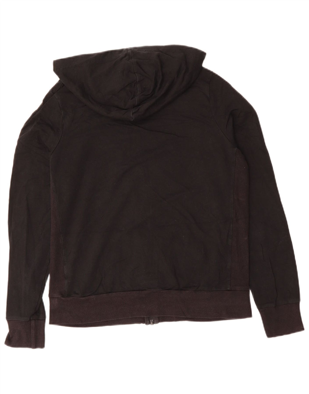 MARKS & SPENCER Womens Zip Hoodie Sweater UK 14 Large Black Cotton