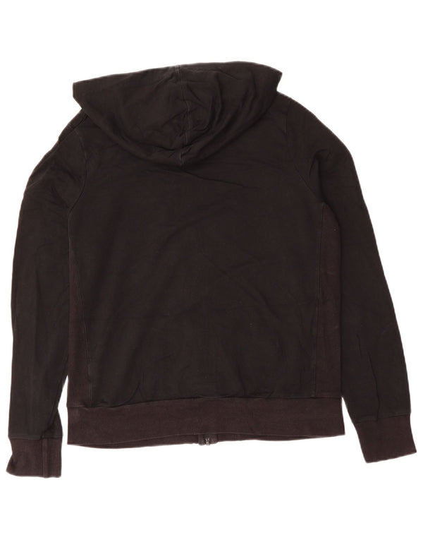 MARKS & SPENCER Womens Zip Hoodie Sweater UK 14 Large Black Cotton