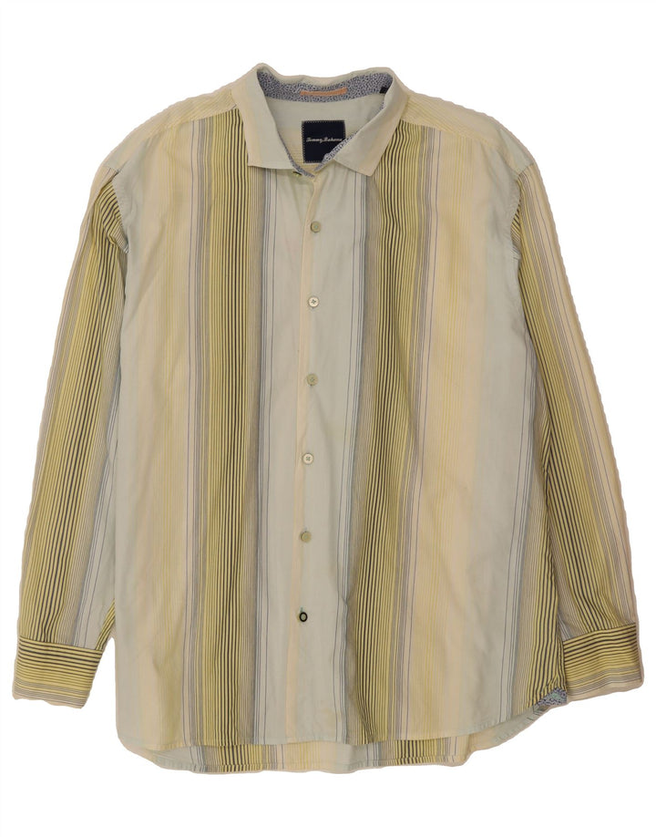 TOMMY HILFIGER Mens Shirt XL Yellow Striped Cotton Vintage Tommy Hilfiger and Second-Hand Tommy Hilfiger from Messina Hembry 
