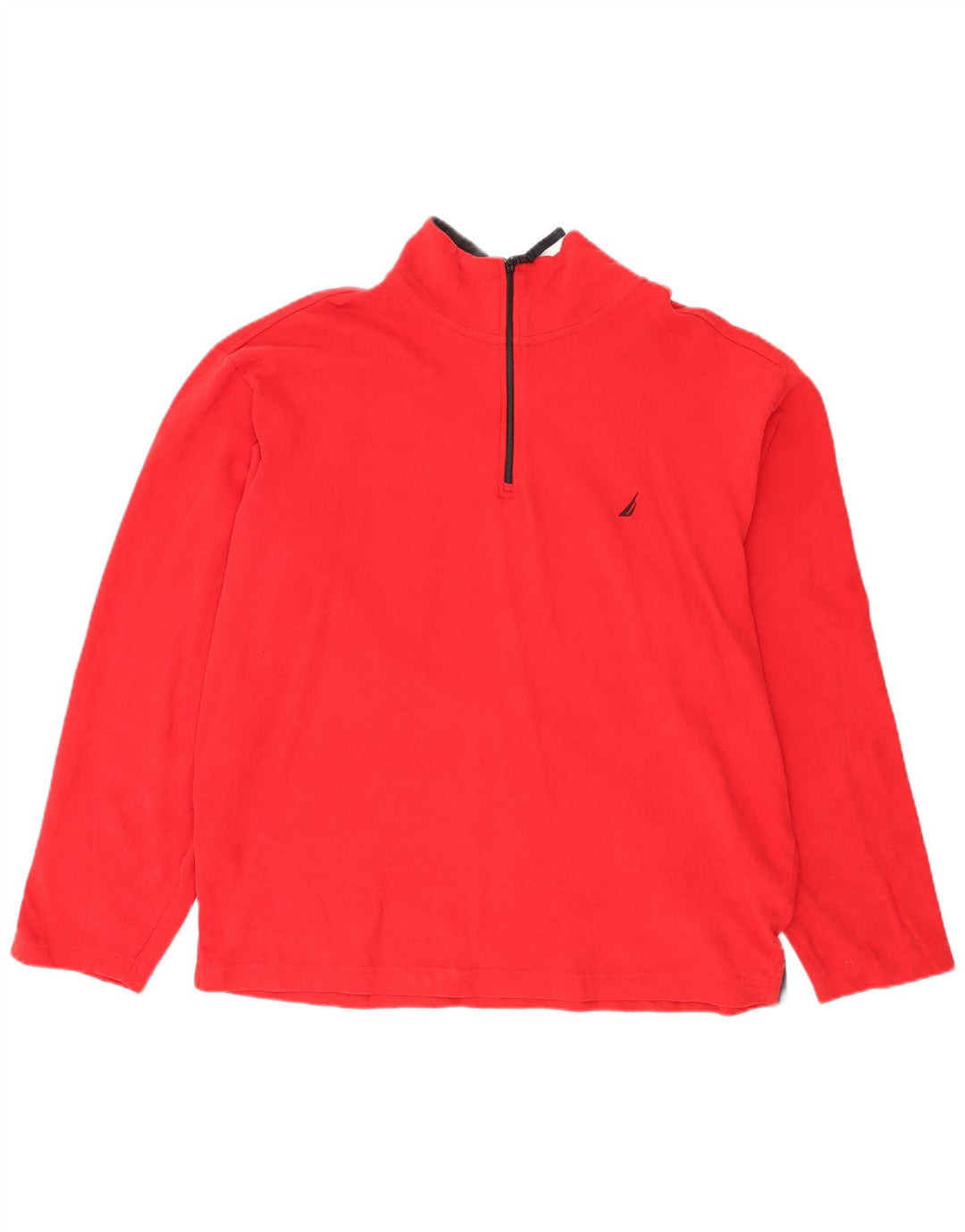 Nautica Mens Zip Neck Top Long Sleeve XL Red Cotton