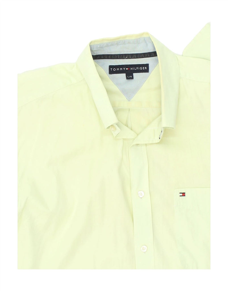 TOMMY HILFIGER Mens Shirt Large Yellow Cotton | Vintage Tommy Hilfiger | Thrift | Second-Hand Tommy Hilfiger | Used Clothing | Messina Hembry 