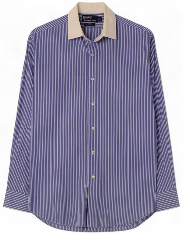 Polo Ralph Lauren Mens Regent Shirt Size 16 Large Blue Pinstripe