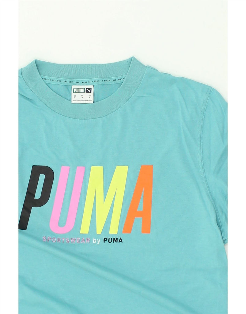 PUMA Mens Graphic T-Shirt Top Medium Blue Cotton | Vintage Puma | Thrift | Second-Hand Puma | Used Clothing | Messina Hembry 