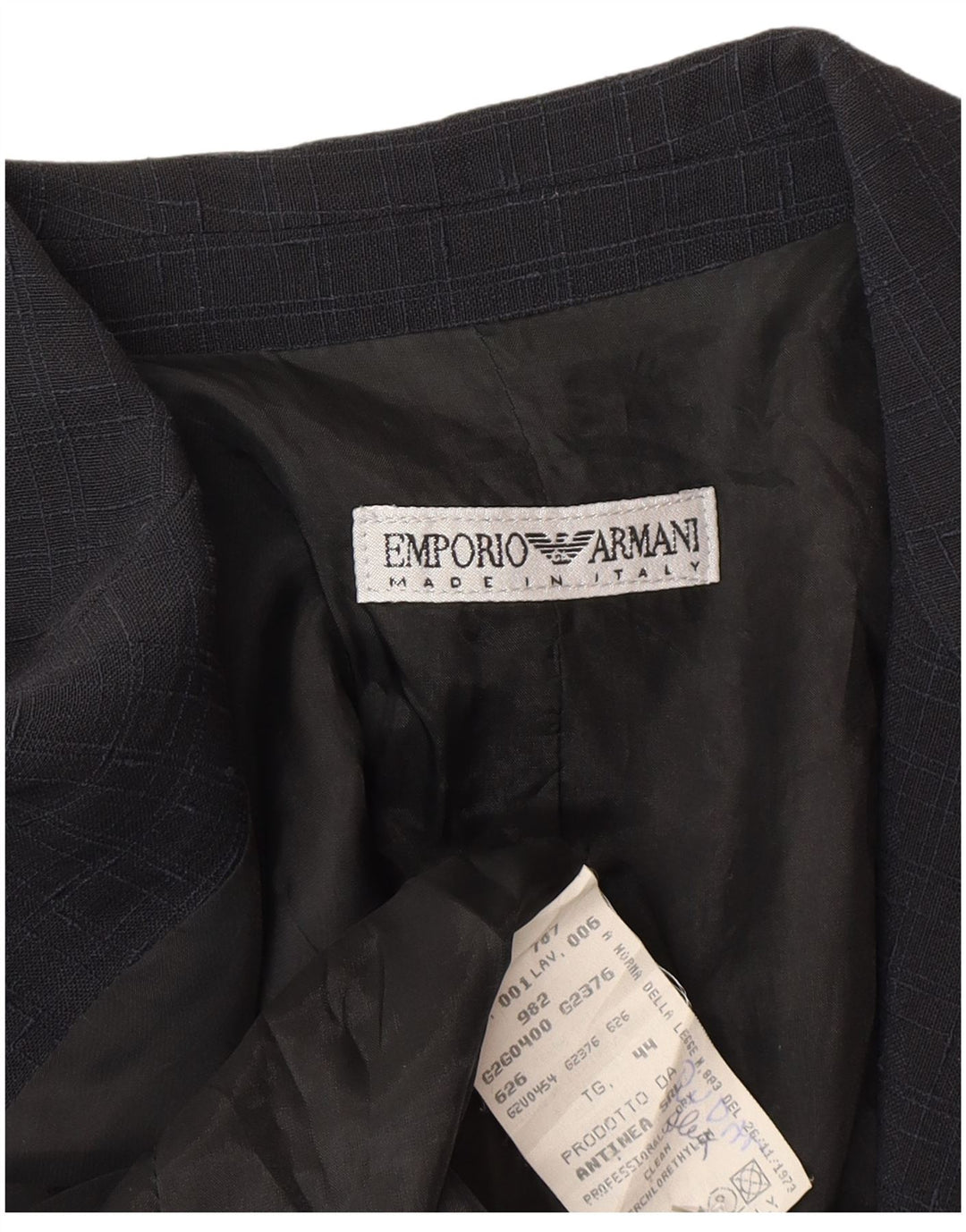 Emporio Armani Womens 1 Button Blazer Jacket IT 44 Medium Navy Blue Check