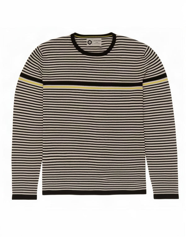 Jack & Jones Mens Crew Neck Jumper Sweater Small Black Striped