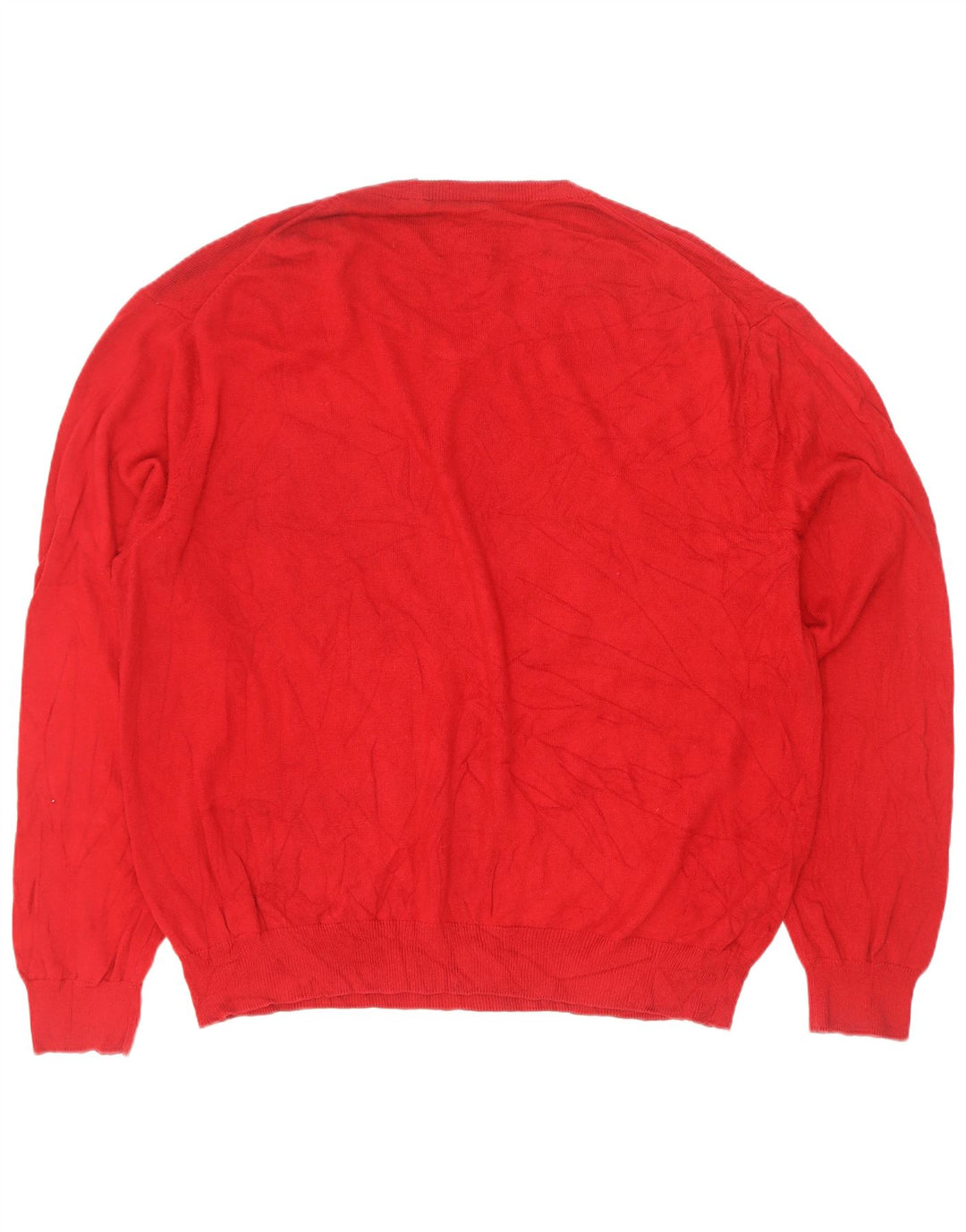 Chaps Mens V-Neck Jumper Sweater 2XL Red Cotton