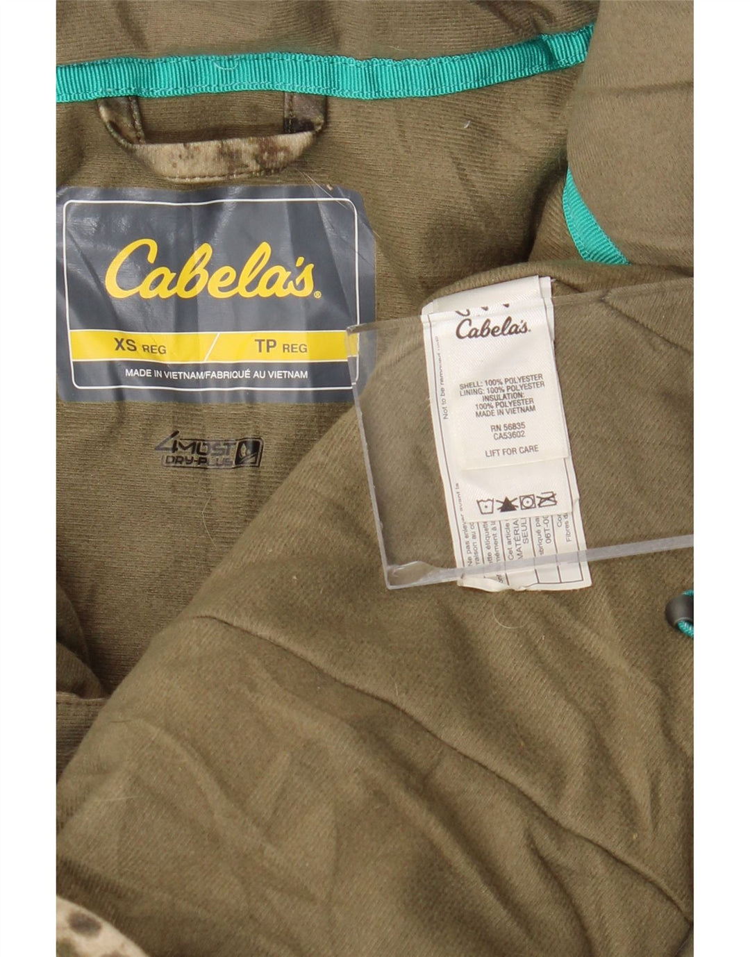 CABELA'S Womens Oversized Windbreaker Jacket UK 6 XS Khaki Camouflage