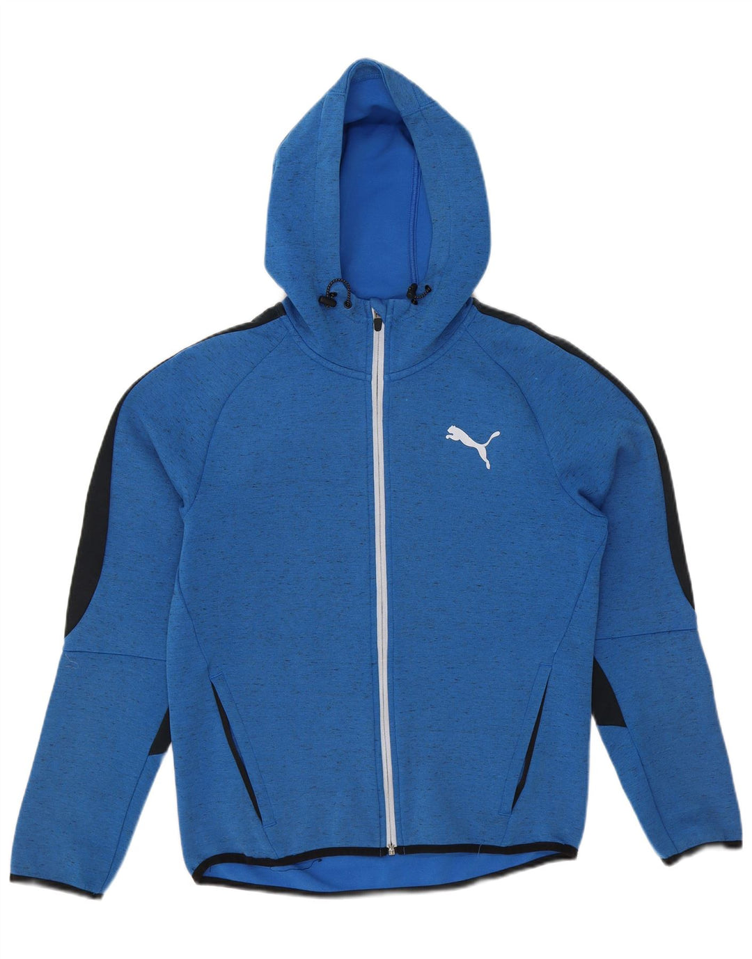 PUMA Mens Zip Hoodie Sweater Small Blue Colourblock Cotton