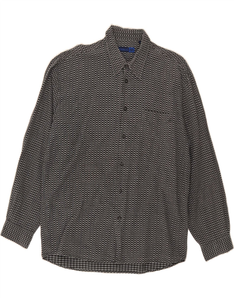 LERROS Mens Flannel Shirt XL Black Gingham Cotton Vintage Lerros and Second-Hand Lerros from Messina Hembry 