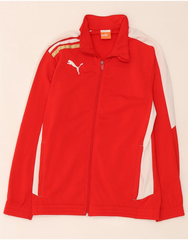 Puma Boys Graphic Tracksuit Top Jacket 13-14 Years Red Colourblock