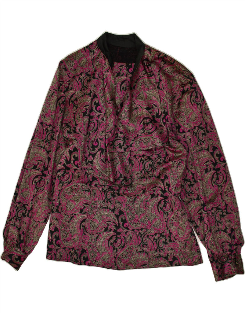 VALENTINO Womens Long Sleeve Blouse Top UK 14 Large Pink Paisley | Vintage Valentino | Thrift | Second-Hand Valentino | Used Clothing | Messina Hembry 