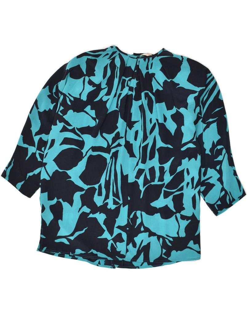 MARINA RINALDI Womens Abstract Pattern Blouse Top Size 23 Medium Blue Silk | Vintage Marina Rinaldi | Thrift | Second-Hand Marina Rinaldi | Used Clothing | Messina Hembry 