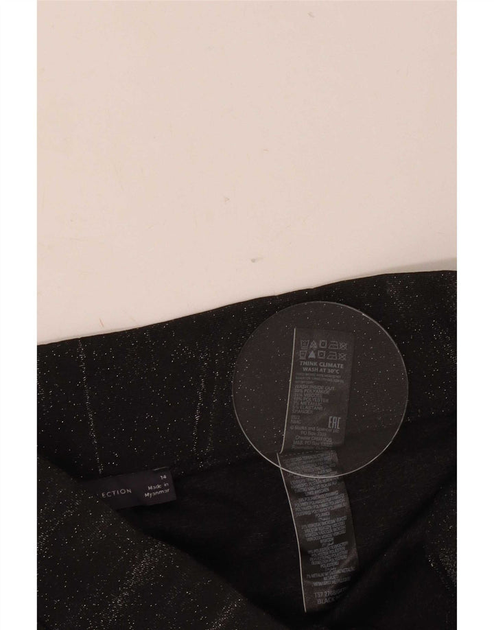 Marks & Spencer Womens Leggings UK 14 Medium Black Flecked Polyamide