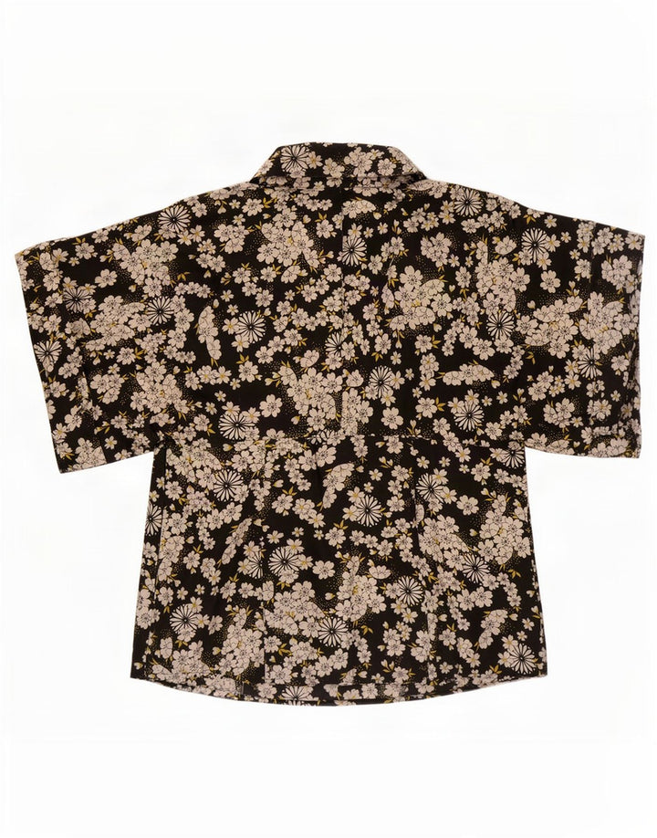 cherie Womens Blouse Top IT 42 Medium Black Floral