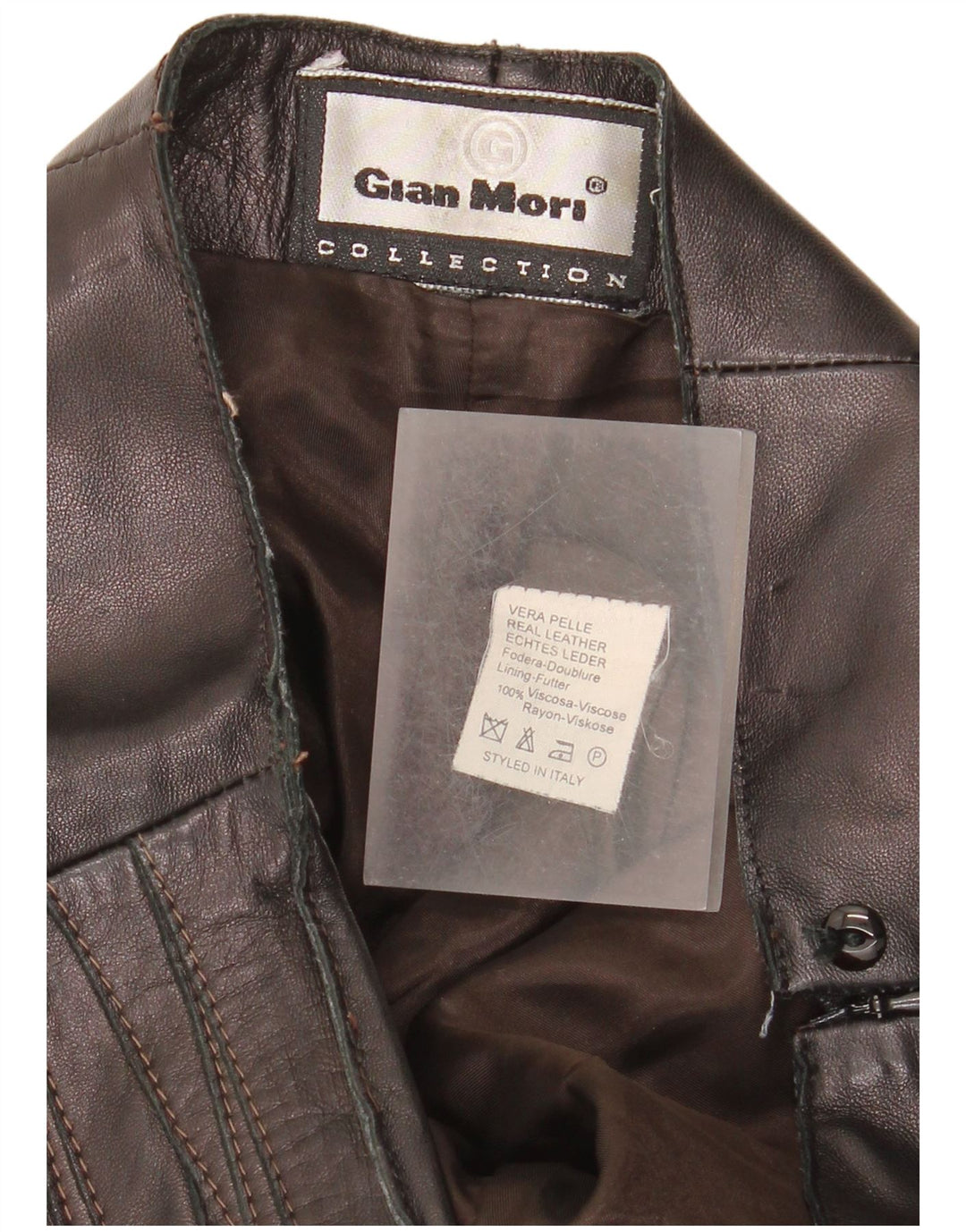 Gian Mori Womens Straight Leather Trousers W30 L30 Brown Leather