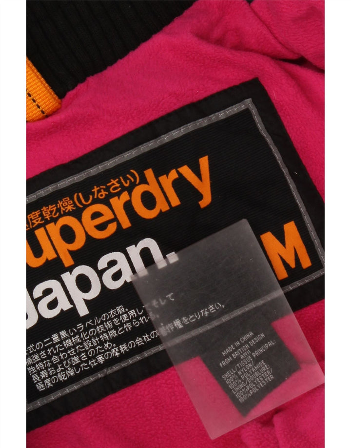Superdry Womens Hooded Windbreaker Jacket UK 14 Medium Black Nylon