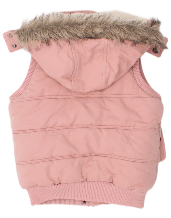 Fat Face Girls Hooded Padded Gilet 8-9 Years Pink Polyester