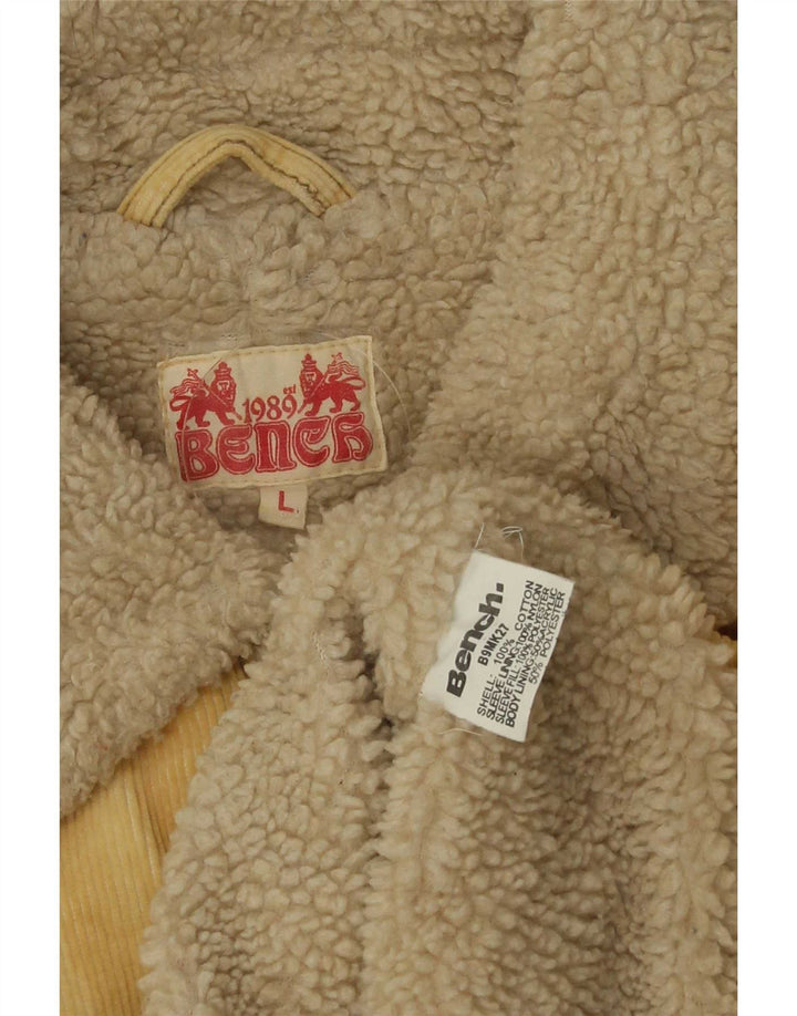 Bench Mens Sherpa Corduroy Jacket UK 40 Large Beige Cotton