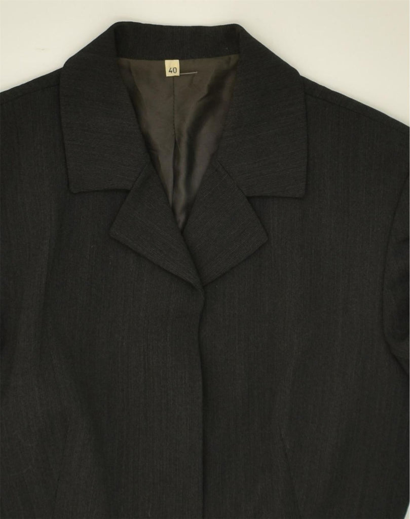 VINTAGE Womens Longline Blazer Jacket IT 42 Medium Black Polyester | Vintage Vintage | Thrift | Second-Hand Vintage | Used Clothing | Messina Hembry 