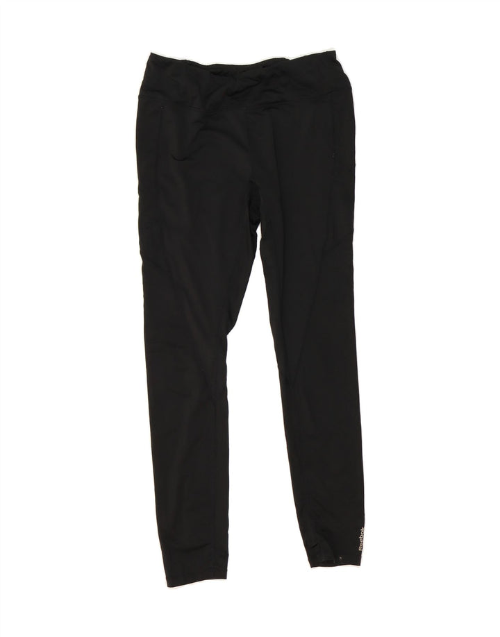 REEBOK Womens Leggings UK 14 Large  Black Polyester Vintage Reebok and Second-Hand Reebok from Messina Hembry 