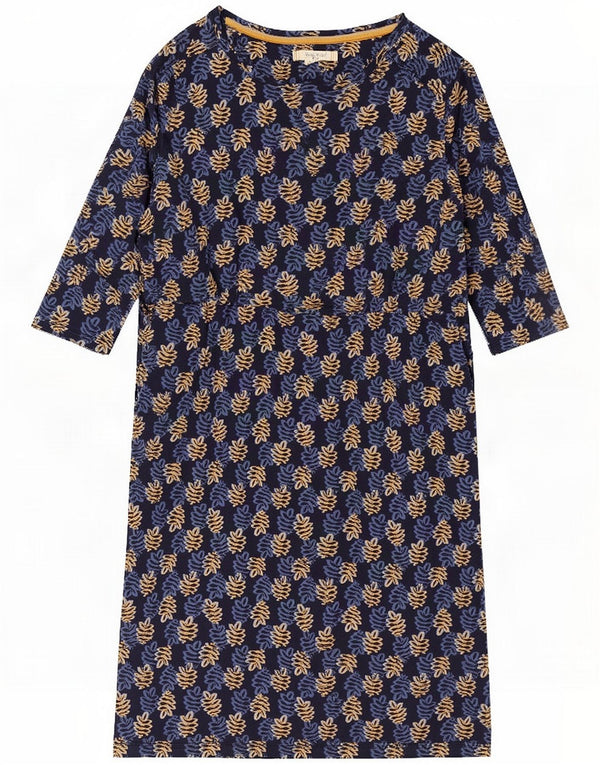White Stuff Womens 3/4 Sleeve Shift Dress UK 12 Medium Blue Floral Elastane