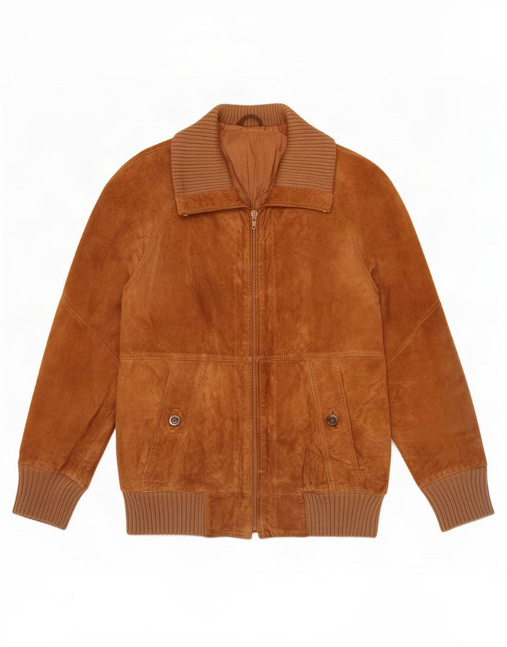 Vintage Mens Suede Bomber Jacket IT 46 Small Beige