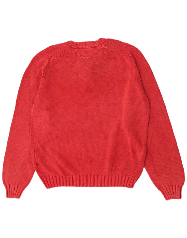 Crew Mens Neck Jumper Sweater Large Red Cotton