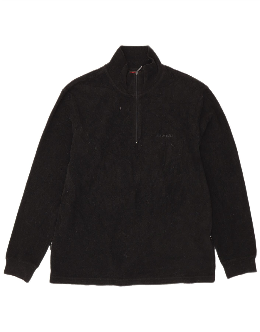 INVICTA Mens Zip Neck Fleece Jumper Large Black