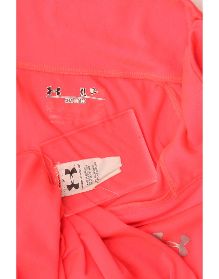 Under Armour Womens Zip Neck Pullover Tracksuit Top UK 18 XL Pink Polyester