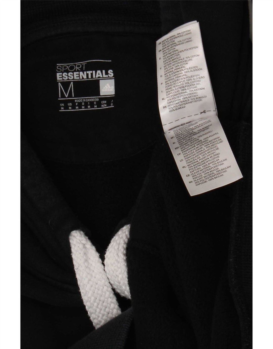 Adidas Mens Graphic Hoodie Jumper Medium Black Cotton