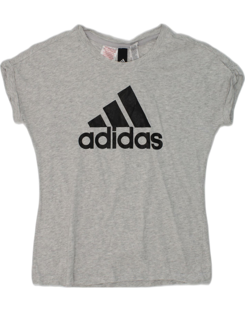 ADIDAS Girls Graphic T-Shirt Top 11-12 Years Grey Cotton | Vintage Adidas | Thrift | Second-Hand Adidas | Used Clothing | Messina Hembry 