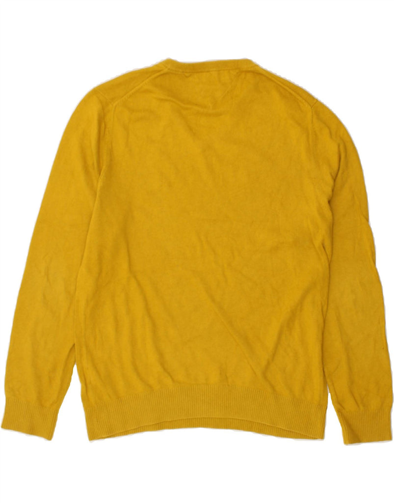 TOMMY HILFIGER Mens V-Neck Jumper Sweater Medium Yellow Cotton | Vintage Tommy Hilfiger | Thrift | Second-Hand Tommy Hilfiger | Used Clothing | Messina Hembry 