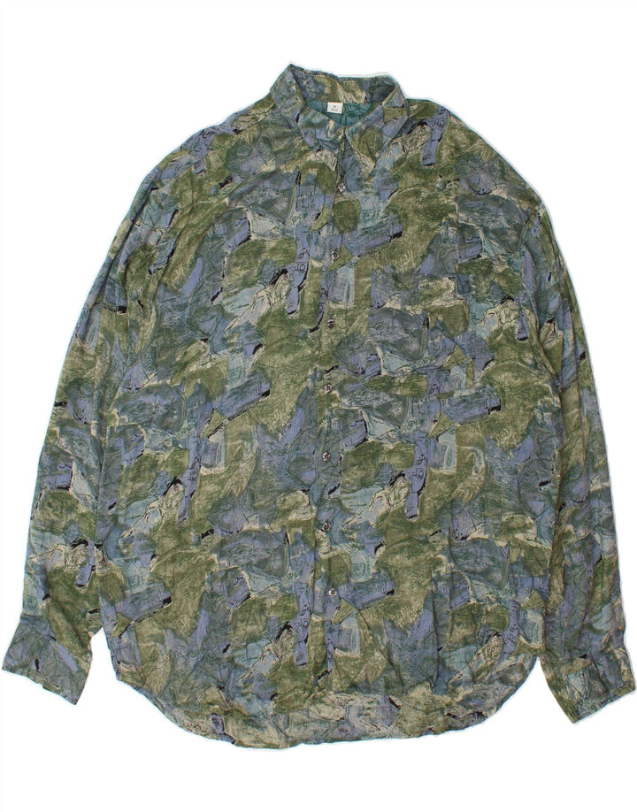 THE SHIRT COMPANY Mens Shirt Size 39/40 Medium Green Patchwork Viscose Vintage The Shirt Company and Second-Hand The Shirt Company from Messina Hembry 