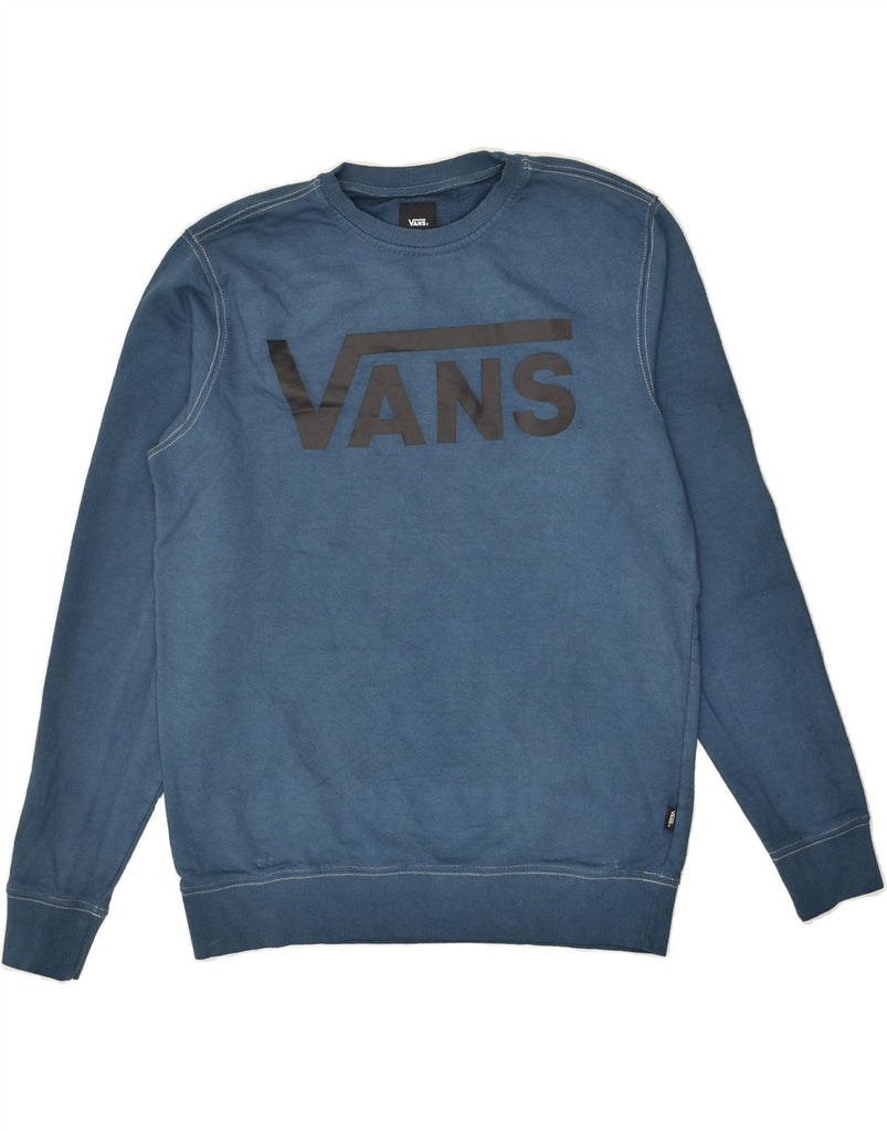 VANS Mens Graphic Sweatshirt Jumper Small Blue Cotton | Vintage Vans | Thrift | Second-Hand Vans | Used Clothing | Messina Hembry 