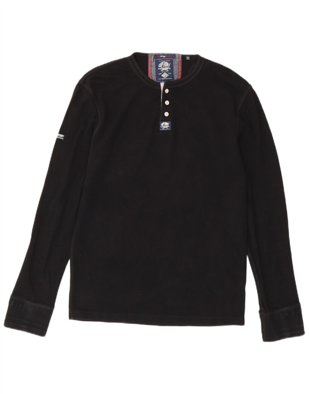 SUPERDRY Mens Heritage Top Long Sleeve XL Black Cotton